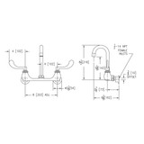 Elkay Scrub/Handwash 8" Centerset Wall Mount Faucet w/4" Gooseneck Spout 4" Wristblade Handles 1/2" Offset Inlet