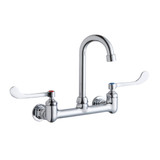 Elkay Scrub/Handwash 8" Centerset Wall Mount Faucet w/4" Gooseneck Spout 6" Wristblade Handles 1/2" Offset Inlet