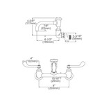 Elkay Service/Utility 8" Centerset Wall Mount Faucet w/7" Vented Spt 4" Wristblade Handles 1/2" Offset Inlets+Stop