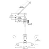 Elkay Service/Utility Single Hole Wall Mount Faucet w/7" Bucket Hook Spout 4" Wristblade Handles 2" Inlet Chrome