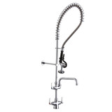 Elkay Single Hole Concealed Deck Mount Faucet 44in Flexible Hose w/1.2 GPM Spray Head + 14" Arc Tube Spout 2" Lever Handles