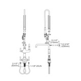 Elkay Single Hole Concealed Deck Mount Faucet 44in Flexible Hose with 1.2 GPM Spray Head + 8" Arc Tube Spout 2" Lever Handles