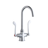 Elkay Single Hole with Concealed Deck Laminar Flow Faucet with 5" Gooseneck Spout 6" Wristblade Handles Chrome