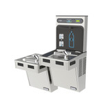 Elkay Halsey Taylor HydroBoost Bottle Filling Station & Bi-Level Reverse ADA Cooler Non-Filtered Refrigerated Stainless