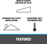 Oatey 11909 Plastic 2" Pipe Diameter Thermo Plastic No-Calk Roof Flashing 9.25" x 12.875" Base