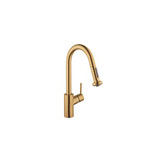 Hansgrohe 14877251 Talis S2 High Arc Kitchen Faucet, 2-Spray Pull-Down, 1.75 GPM in Brushed Gold Optic