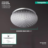 Hansgrohe 26271001 Vernis Blend Shower Head 200 1-Jet, 2.5 GPM in Chrome