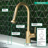 Hansgrohe 04286250 Talis S2 Prep Kitchen Faucet, 2-Spray Pull-Down, 1.75 GPM in Brushed Gold Optic