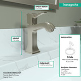 Hansgrohe 31300821 Metropol Classic Single-Hole Faucet 110 with Pop-Up Drain, 1.2 GPM in Brushed Nickel