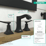 Hansgrohe 31330671 Metropol Classic Widespread Faucet 110 with Lever Handles and Pop-Up Drain, 1.2 GPM in Matte Black