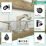 Hansgrohe 31330831 Metropol Classic Widespread Faucet 110 with Lever Handles and Pop-Up Drain, 1.2 GPM in Polished Nickel