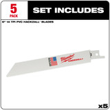 Milwaukee 49-00-5614 6" Hackzall Blade Set 5 Pack
