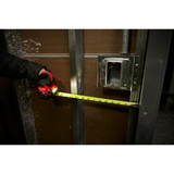 Milwaukee 48-22-0428 25ft Compact Wide Blade Magnetic Tape Measure with Rechargeable 100 Lumen Light