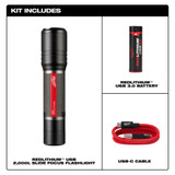 Milwaukee 2162-21 Red Lithium USB 2000L Slide Focus Flashlight