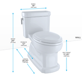 TOTO MS974224CEFG#11 Eco Guinevere Elongated 1.28 GPF Universal Height Skirted Toilet with CEFIONTECT and SoftClose Seat in Colonial White