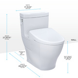 TOTO MW6264736CEFG#01 WASHLET+ Aimes One-Piece Elongated 1.28 GPF Toilet and Contemporary WASHLET S7A Contemporary Bidet Seat in Cotton White