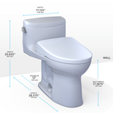 TOTO MW6344726CEFG#01 WASHLET+ Supreme II One-Piece Elongated 1.28 GPF Toilet and WASHLET+ S7 Contemporary Bidet Seat in Cotton White