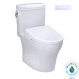 TOTO MW4364726CEMFGNA#01 WASHLET+ Aquia IV Cube Two-Piece Elongated Dual Flush 1.28 and 0.9 GPF Toilet with Auto Flush S7 Contemporary Bidet Seat in Cotton White