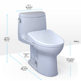 TOTO MW6044736CEFG#01 WASHLET+ UltraMax II One-Piece Elongated 1.28 GPF Toilet and WASHLET+ S7A Contemporary Bidet Seat in Cotton White