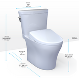 TOTO MW4484726CEMFGNA#01 WASHLET+ Aquia IV Arc Two-Piece Elongated Dual Flush 1.28 and 0.9 GPF Toilet with Auto Flush S7 Contemporary Bidet Seat in Cotton White