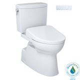 TOTO MW4744726CUFGA#01 WASHLET+ Vespin II 1G Two-Piece Elongated 1.0 GPF Toilet with Auto Flush WASHLET+ S7 Contemporary Bidet Seat in Cotton White