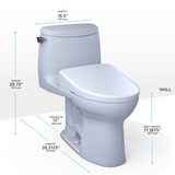 TOTO MW6044736CUFGA#01 WASHLET+ UltraMax II 1G One-Piece Elongated 1.0 GPF Toilet with Auto Flush WASHLET+ S7A Contemporary Bidet Seat in Cotton White