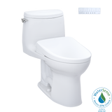 TOTO MW6044726CUFGA#01 WASHLET+ UltraMax II 1G One-Piece Elongated 1.0 GPF Toilet with Auto Flush WASHLET+ S7 Contemporary Bidet Seat in Cotton White
