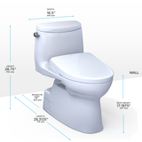 TOTO MW6144726CEFGA#01 WASHLET+ Carlyle II One-Piece Elongated 1.28 GPF Toilet with Auto Flush WASHLET+ S7 Contemporary Bidet Seat in Cotton White