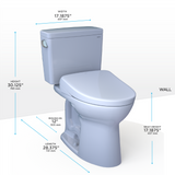 TOTO MW7764726CEFG#01 Drake WASHLET+ Two-Piece Elongated 1.28 GPF Universal Height TORNADO FLUSH Toilet with S7 Contemporary Bidet Seat in Cotton White