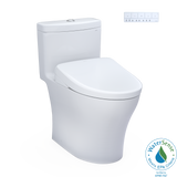 TOTO MW6464726CEMFGNA#01 WASHLET+ Aquia IV One-Piece Elongated Dual Flush 1.28 and 0.9 GPF Toilet with Auto Flush S7 Contemporary Bidet Seat in Cotton White