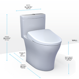 TOTO MW6464726CEMFGNA#01 WASHLET+ Aquia IV One-Piece Elongated Dual Flush 1.28 and 0.9 GPF Toilet with Auto Flush S7 Contemporary Bidet Seat in Cotton White