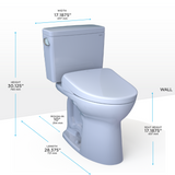 TOTO MW7764736CEFGA.10#01 Drake WASHLET+ Two-Piece Elongated 1.28 GPF Universal Height TORNADO FLUSH Toilet and S7A Contemporary Bidet Seat with Auto Flush, 10 Inch Rough-In in Cotton White