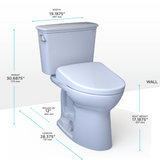 TOTO MW7864726CEFG#01 Drake Transitional WASHLET+ Two-Piece Elongated 1.28 GPF Universal Height TORNADO FLUSH Toilet with S7 Contemporary Bidet Seat in Cotton White