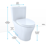 Toto Aquia IV Two Piece Elongated Auto Flush Washlet+ Ready Universal Height Toilet Bowl Only with CEFIONTECT Dual Flush 0.9 and 1.28 GPF with SS124 SoftClose Seat in Cotton White