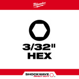Milwaukee 48-32-4702 Shockwave Impact Hex 3/32 in. Insert Bit