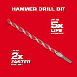 Milwaukee 48-20-9011 1/4 in. x 4 in. x 6 in. Shockwave Carbide Hammer Drill Bit