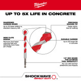 Milwaukee 48-20-9016 5/16 in. x 4 in. x 6 in. Shockwave Carbide Hammer Drill Bit