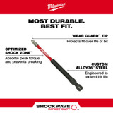 Milwaukee 48-32-4664 Shockwave 3-1/2" PH3 Impact Bit 2PK