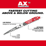 Milwaukee 48-00-5232 9" 3 TPI The AX with Carbide Teeth for Pruning & Clean Wood SAWZALL Blade 1PK