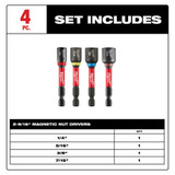 Milwaukee 49-66-4566 Shockwave Impact Duty 2-9/16" Magnetic Nut Driver Set 4PC