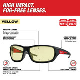 Milwaukee 48-73-2121 Performance Safety Glasses - Yellow Fog-Free Lenses (Polybag)