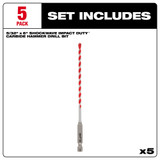 Milwaukee 48-20-9155 5/32 in. Shockwave Carbide Hammer Drill Bit 5PK