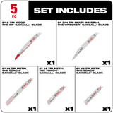 Milwaukee 49-22-1105 5-Piece Demolition SAWZALL Blade Set