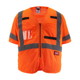 Milwaukee 48-73-5135 Class 3 High Visibility Orange Mesh Safety Vest - S/M