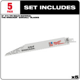 Milwaukee 48-00-5706 The Wrecker Multi-Material SAWZALL Blade 9 in. 7/11TPI 5 pk