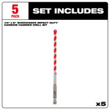 Milwaukee 48-20-9162 1/4 in. Shockwave Carbide Hammer Drill Bits 5PK