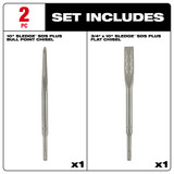 Milwaukee 48-62-6080 SDS-PLUS SLEDGE Bull Point & Flat Chisel 2 Pack