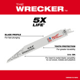 Milwaukee 48-00-5711 The Wrecker Multi-Material SAWZALL Blade 12 in. 7/11TPI 5 pk