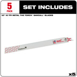 Milwaukee 48-00-5714 12 in. 10 TPI THE TORCH SAWZALL Blades 5PK