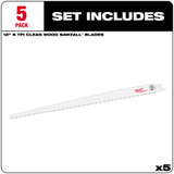Milwaukee 48-00-5017 12 in. 6 TPI Fleam Ground SAWZALL Blades 5PK